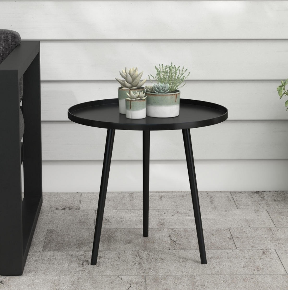 GARTENTISCH 40/50/50 cm schwarz aus Stahl mit Schutzrand - Schwarz, Metall (40/50/50cm) - OKWISH