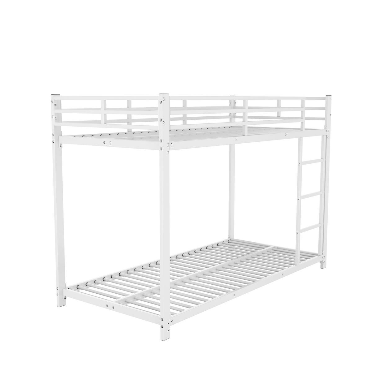ETAGENBETT 90/200 cm Metall Weiß mit Sicherheitsleisten - Weiß, Metall (90/200cm) - OKWISH