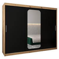SCHWEBETÜRENSCHRANK 200/250/62 3-türig - Silberfarben/Schwarz, Holz/Kunststoff (250/200/62cm) - Abiks Möbel