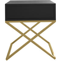 NACHTSCHRANK Max 45/50/35 schwarz - Goldfarben/Schwarz, Holzwerkstoff/Metall (45/50/35cm) - Beautysofa