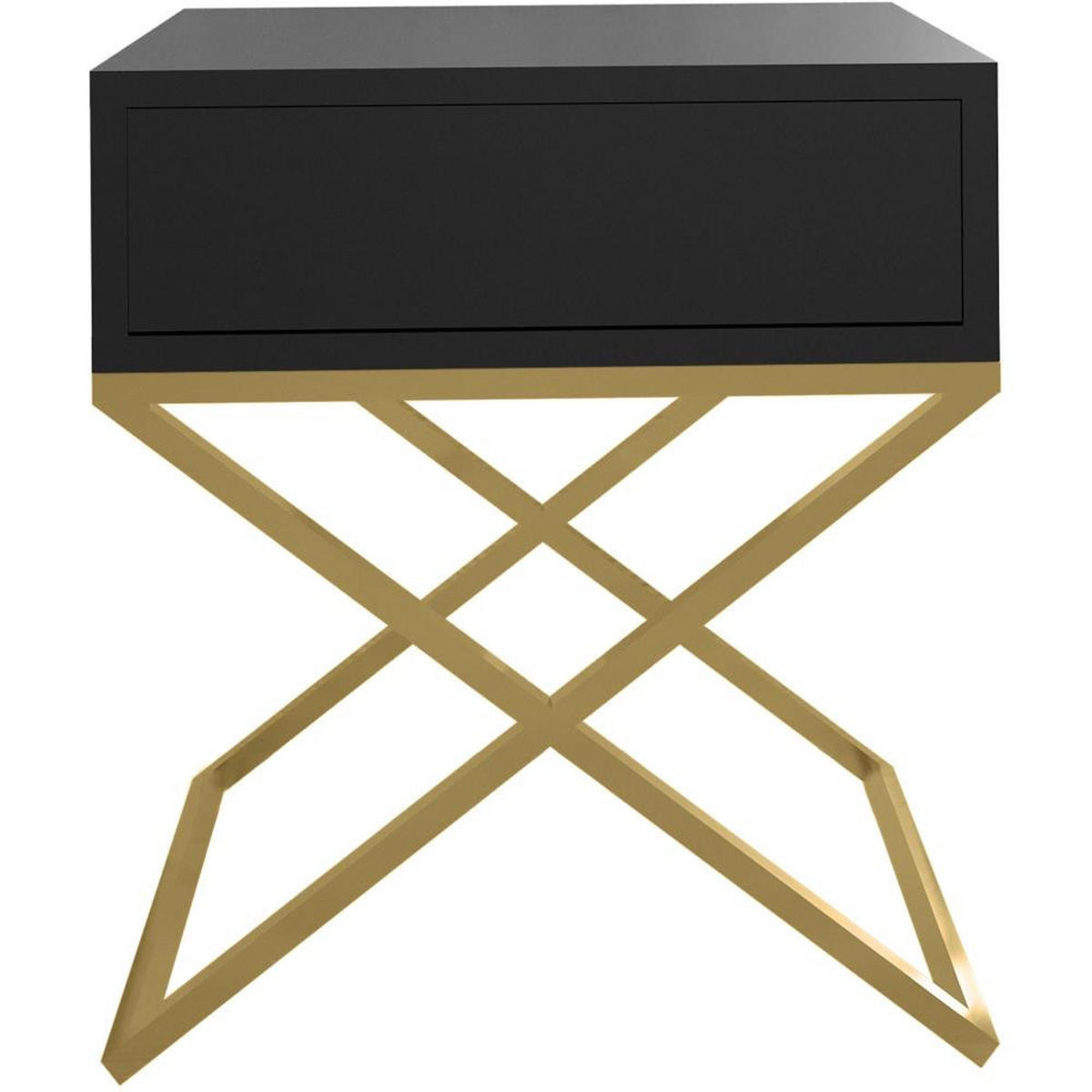 NACHTSCHRANK Max 45/50/35 schwarz - Goldfarben/Schwarz, Holzwerkstoff/Metall (45/50/35cm) - Beautysofa