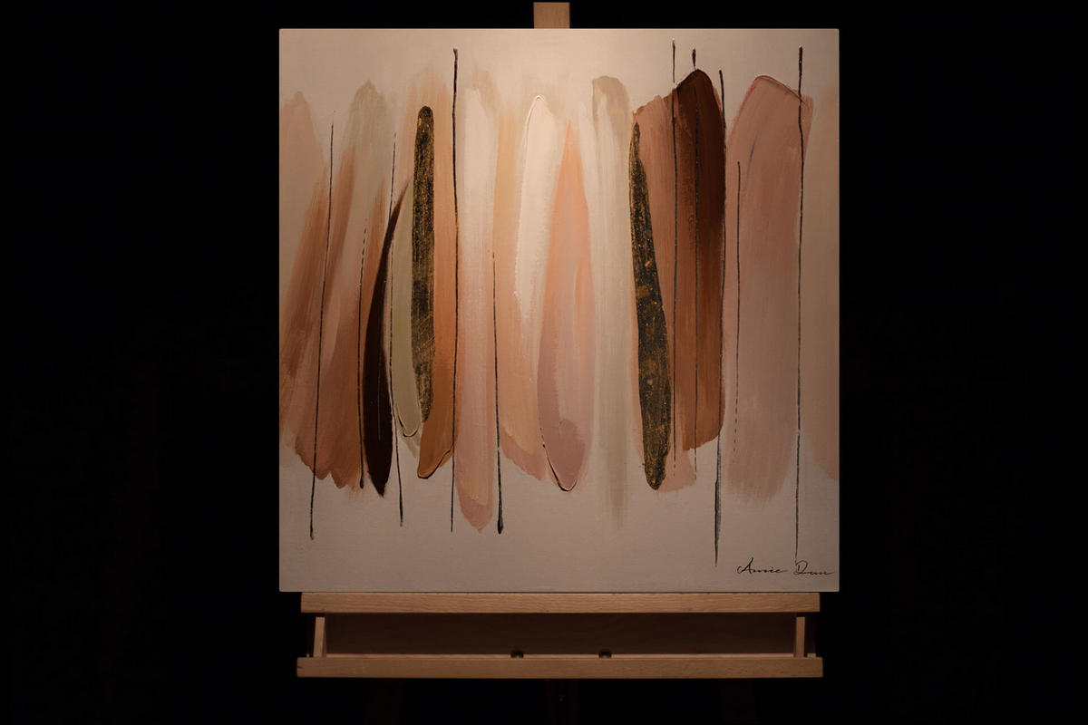 ÖLGEMÄLDE 60/60 cm - Pink/Beige, Holz/Textil (1.7/60cm) - KUNSTLOFT