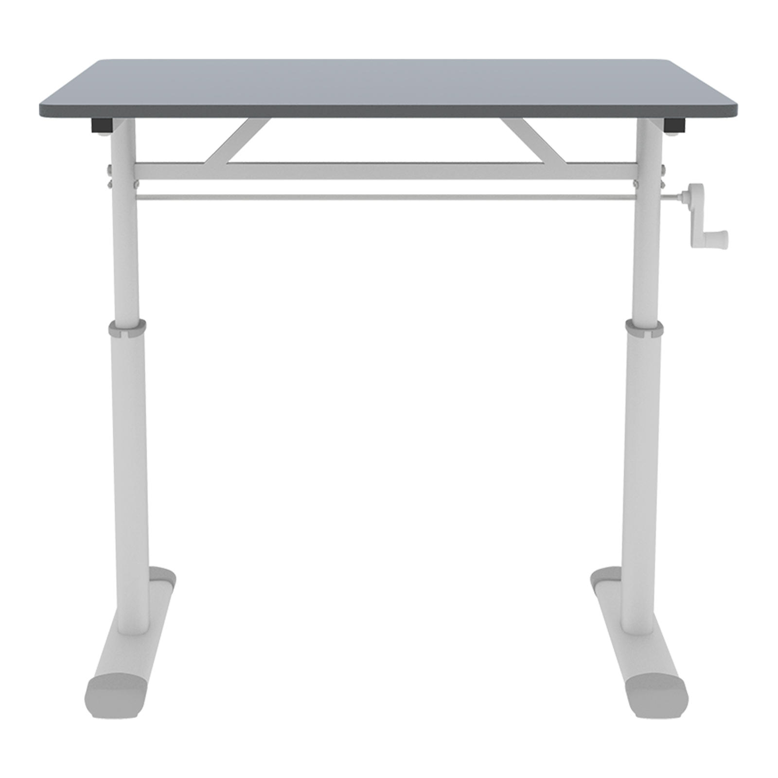 SCHREIBTISCH Grau 80/60/90 cm manuell höhenverstellbar mit Handkurbel Metallrahmen - Grau, Metall (60/80/90cm) - PANGIVO