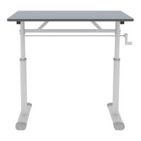 SCHREIBTISCH Grau 80/60/90 cm manuell höhenverstellbar mit Handkurbel Metallrahmen - Grau, Metall (60/80/90cm) - PANGIVO