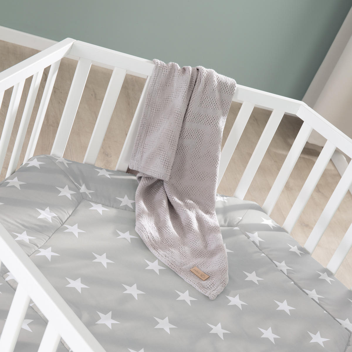 LAUFGITTER 6-eckig, Little Stars - Weiß, Holzwerkstoff (118.5/72.5/103.5cm) - Roba