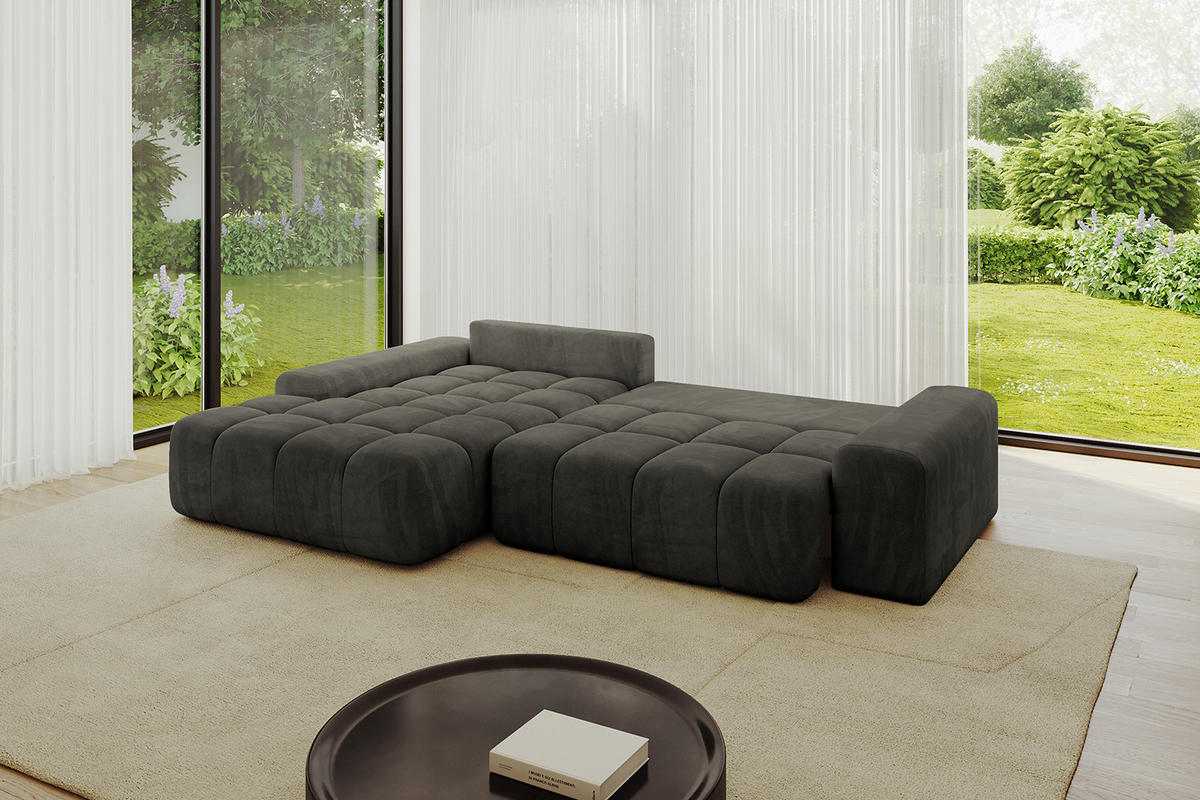 ECKSOFA Ottomane Links ENSI-L - 267x164x88 cm Schwarz - Schwarz, Holzwerkstoff/Kunststoff (267/164cm) - ALTDECOR