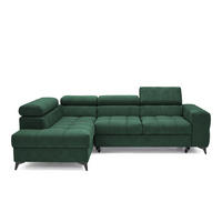 ECKSOFA PUDDING S Links mit Schlaffunktion 125x195 Velours Grün - Schwarz/Grün, Holz/Textil (177/275cm) - Muffo