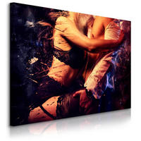 LEINWANDBILD Canvas Sexy Paar Erotik Akt 3D 100x70 - Blau/Beige, Textil (100/70cm) - Muralo