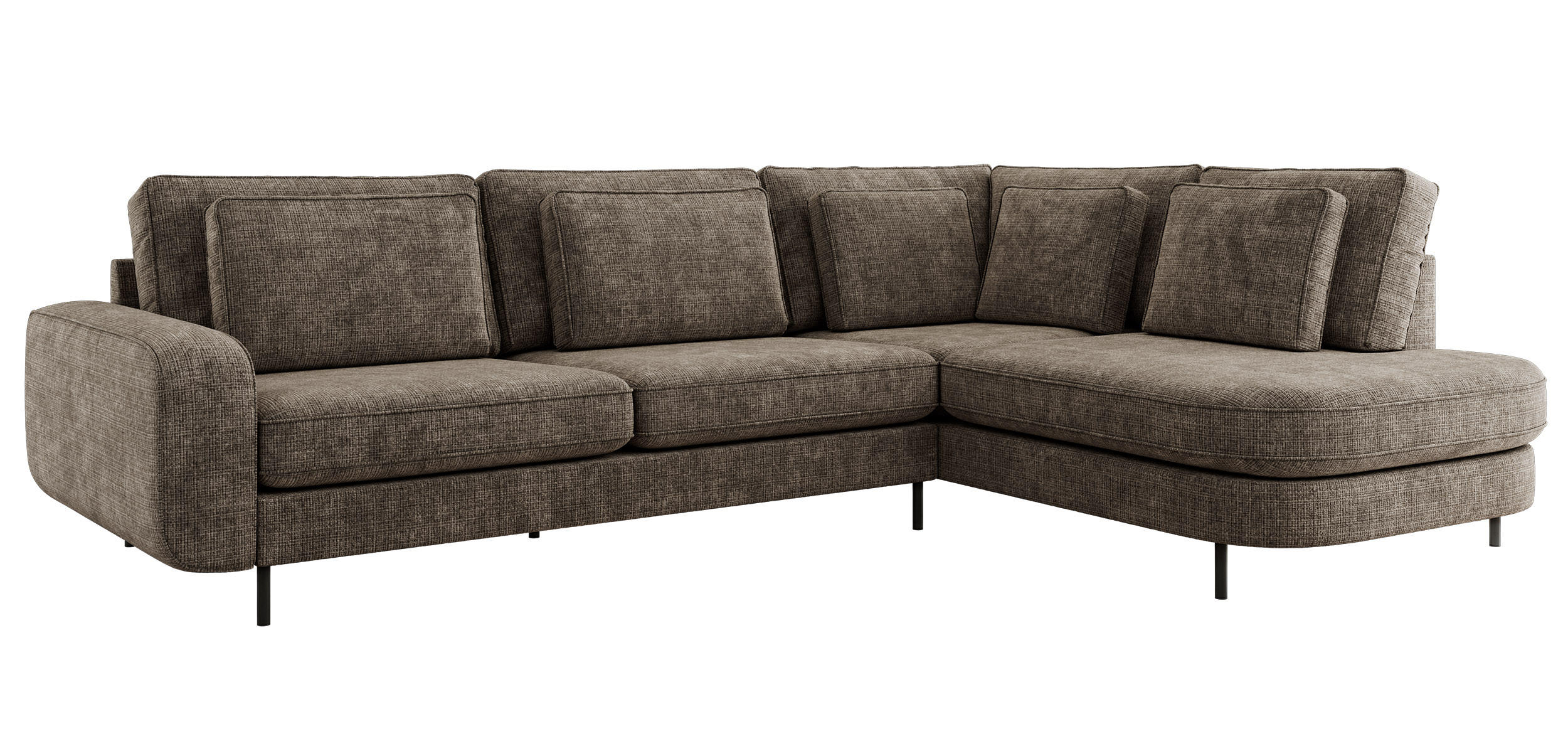 ROHOVÁ SEDAČKA CALENO L - Hnědá hladký senil - Levá Strana - černá/hnědá, kov/textil (317/225cm) - MKS