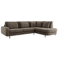 ROHOVÁ SEDAČKA CALENO L - Hnědá hladký senil - Levá Strana - černá/hnědá, kov/textil (317/225cm) - MKS