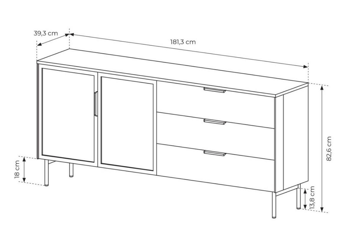 KOMMODE mit Schubladen MARBELA Eiche Dunin - Braun, Holzwerkstoff (181.3/82.6/39cm) - Compleo24