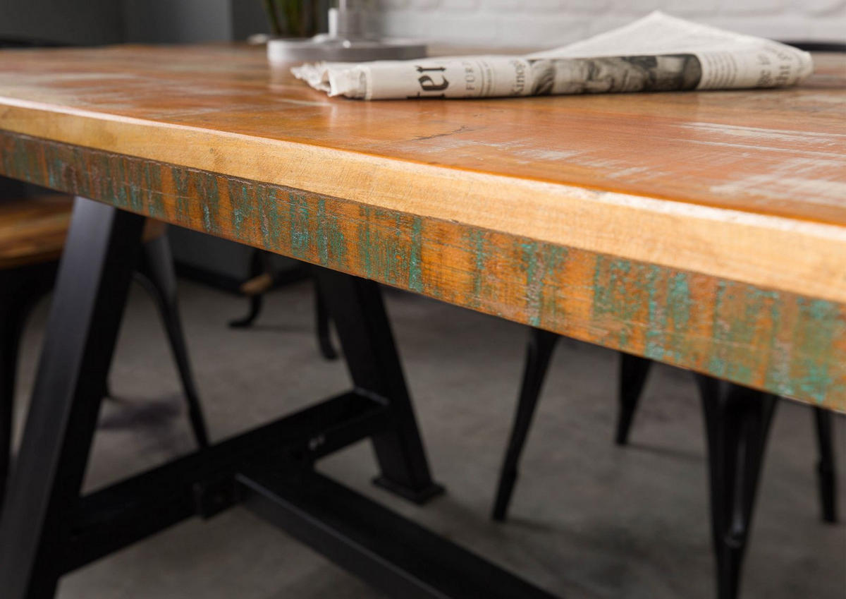 ESSTISCH Altholz 160x90x76 mehrfarbig lackiert INDUSTRIAL #84 - Multicolor, Holz (90/160/76cm) - Massivmoebel24
