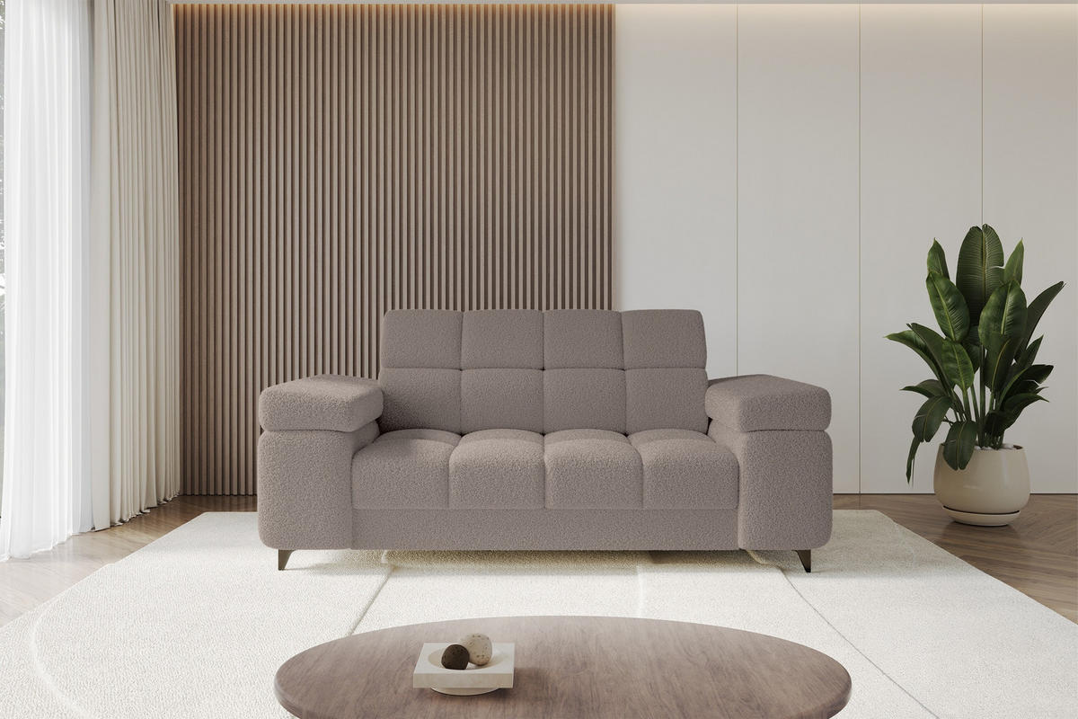 SOFA 2-Sitzer LORD-S1 194x97x90 cm Braun Bouclé - Braun, Holzwerkstoff/Textil (194/90/97cm) - ALTDECOR
