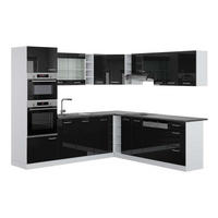ECKKÜCHE IN L-FORM R-Line Schwarz Hochglanz/Weiß 237 x 247 cm AP Anthrazit - Schwarz Hochglanz/Schwarz, Holzwerkstoff (247/81.6/60cm) - Vicco