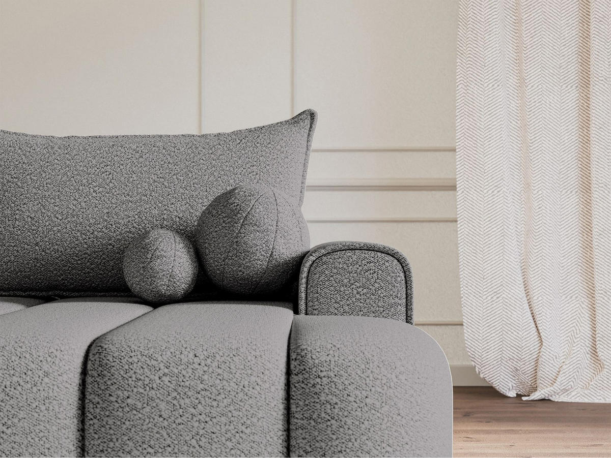 ECKSOFA Dandelino Grau mit Bouclé-Bezug, rechts - Schwarz/Grau, Kunststoff/Textil (275/168cm) - Selsey