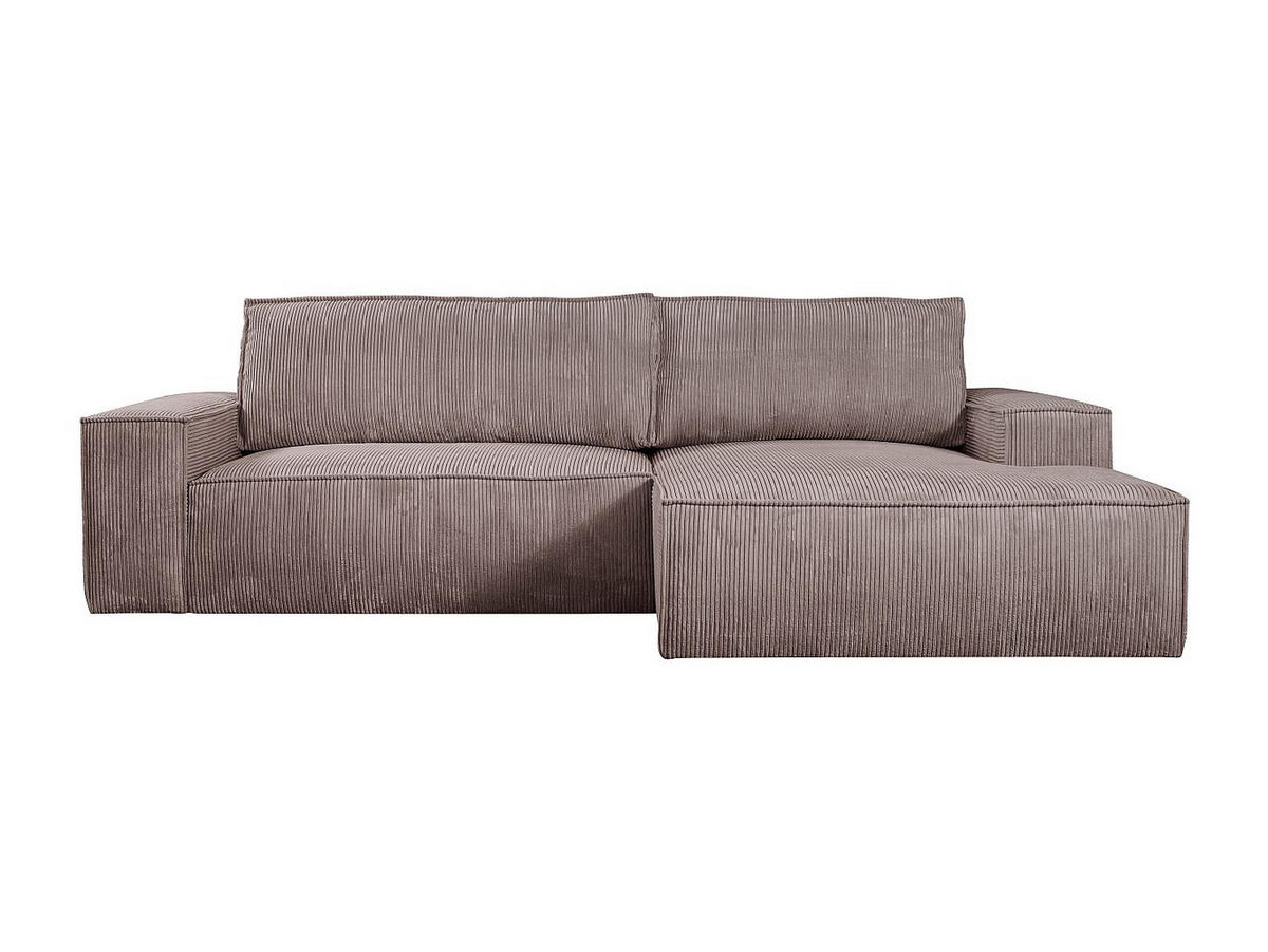 ECKSOFA mit Schlaffunktion - Ecke Rechts - Cord - Malve - AMELIA - Lila, Textil (267/167cm) - Vente-Unique