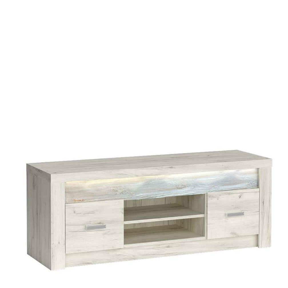 LOWBOARD ZERI 137/53/42 cm, Eiche Bianco - Eiche Bianco, Holzwerkstoff (137/53/42cm) - MASSENO