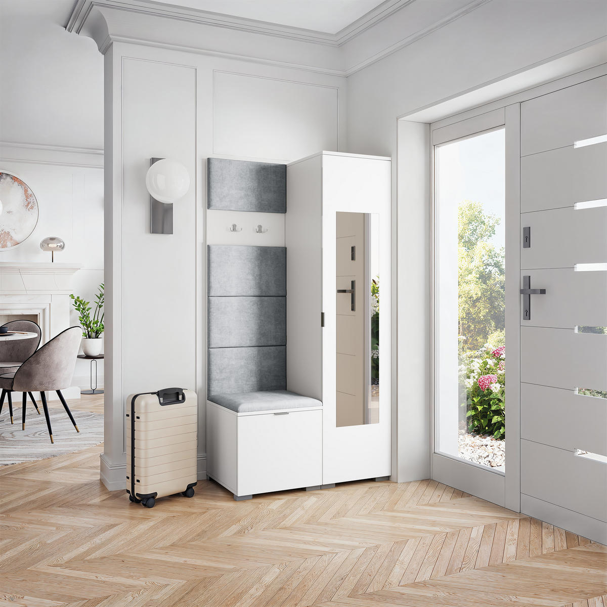 GARDEROBENSCHRANK VIRA 95/181/51 cm Modern Weiß - Weiß, Holzwerkstoff (95/181/51cm) - MASSENO