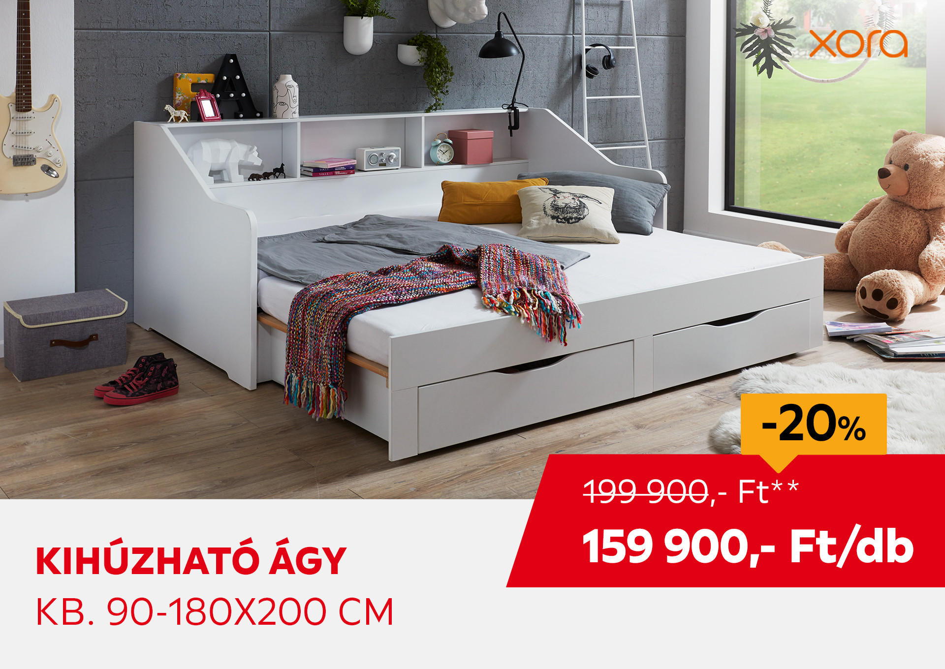 KIHÚZHATÓ ÁGY Kb. 90-180x200 cm Kiemelt termék 199900 Ft.- helyett 159900 Ft.-