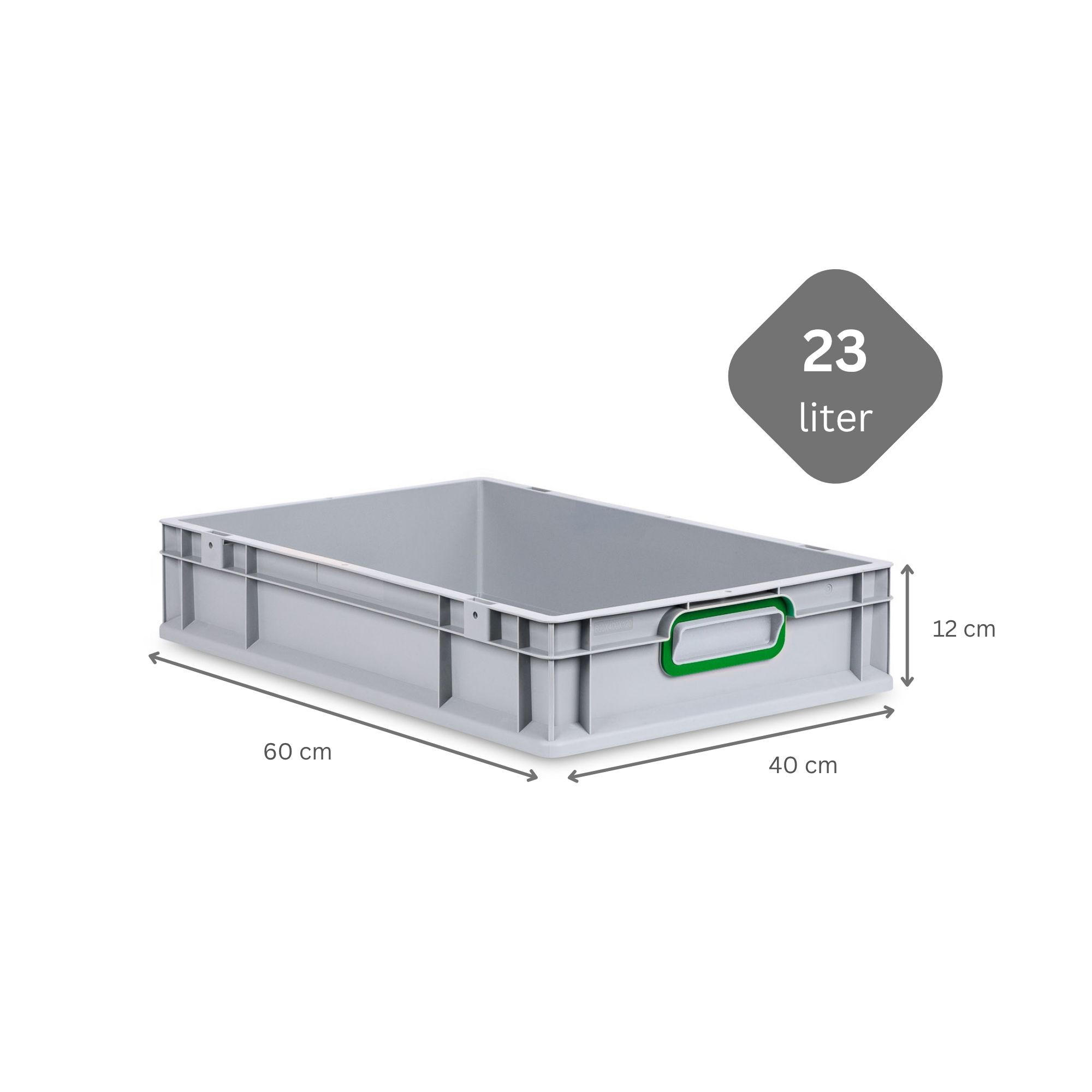 EUROBOX 8x Nextgen Color 12x40x60cm 23 Liter Griffe Grün Geschlossen - Grün, Kunststoff (40/12/60cm) - PROREGAL