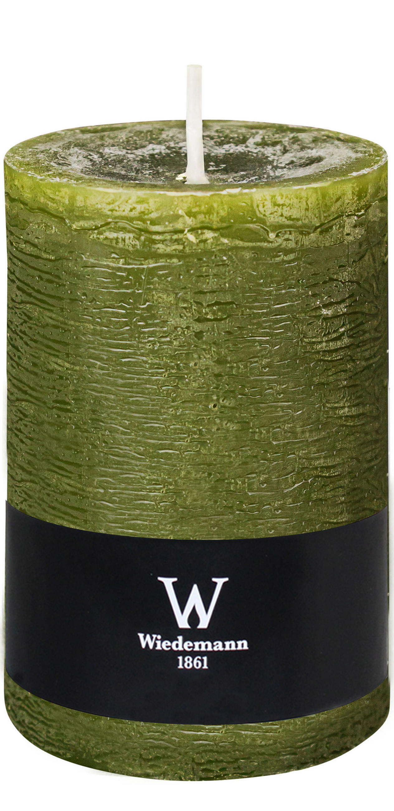 STUMPENKERZE Rustik Marble Style Olive 140 x Ø 98 mm, 1 Stück - Olivgrün, Paraffin (14cm) - Wiedemann Kerzen