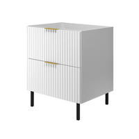 WASCHBECKUNTERSCHRANK, Weiß, 60 x 77 x 46 cm, goldener Griff, schwarze Beine, ohne Arbeitsplatte - Goldfarben/Weiß, Holzwerkstoff (60/77/46cm) - 3XE LIVING