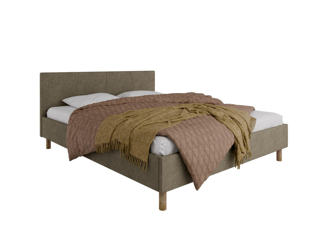 POLSTERBETT ALMORE 160x200cm Elegantes Polsterbett für modernen Wohnstil , Taschenfederkernmatratze LIORA(19cm), cappuccino - Cappuccino, Holz (160/200cm) - Panda Möbel