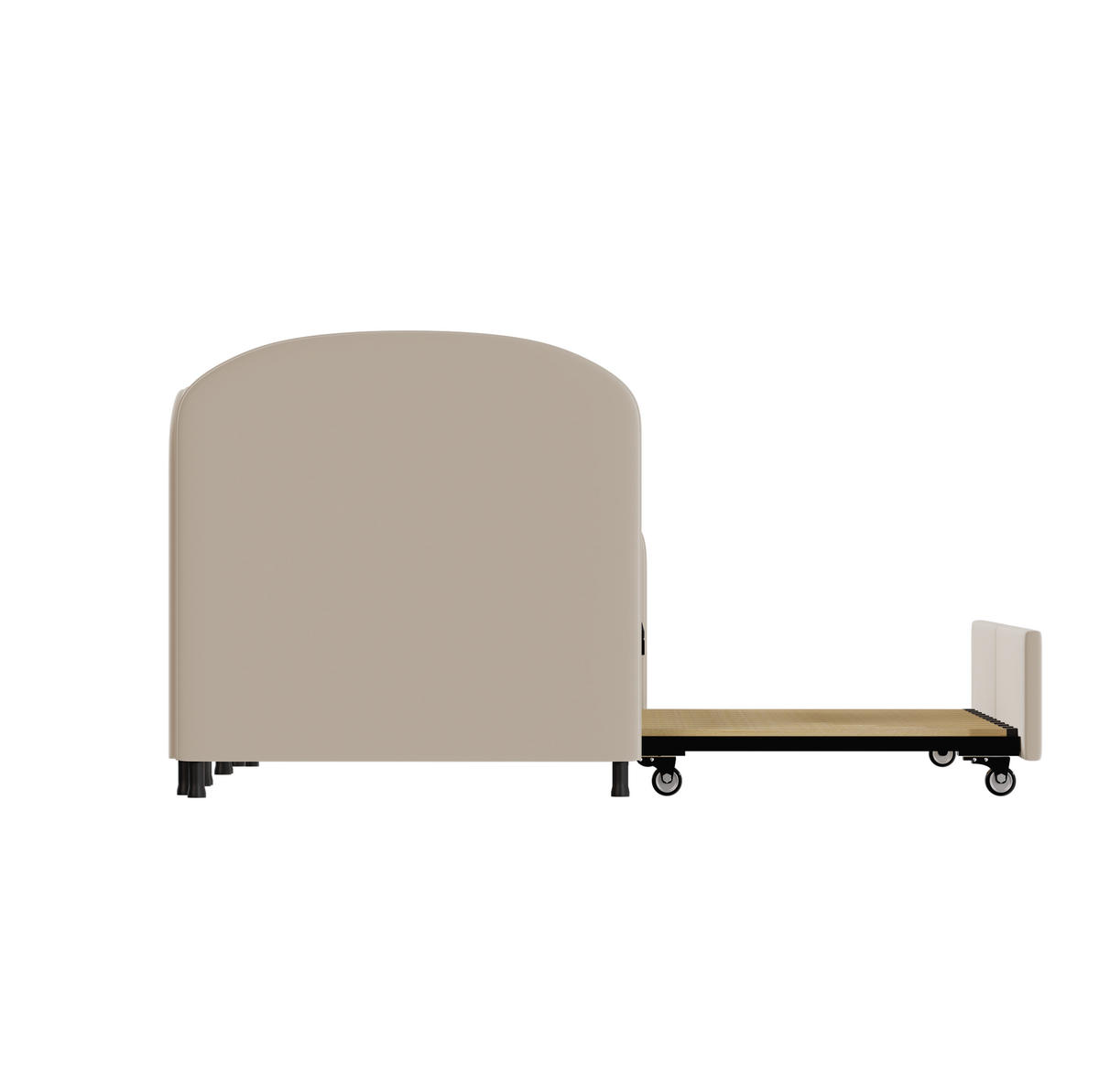DJEČJI krevet 90/200 cm bež od željeza i baršuna s ladicom i cvjetnim uzglavljem - bež, tekstil (90/200cm) - OKWISH