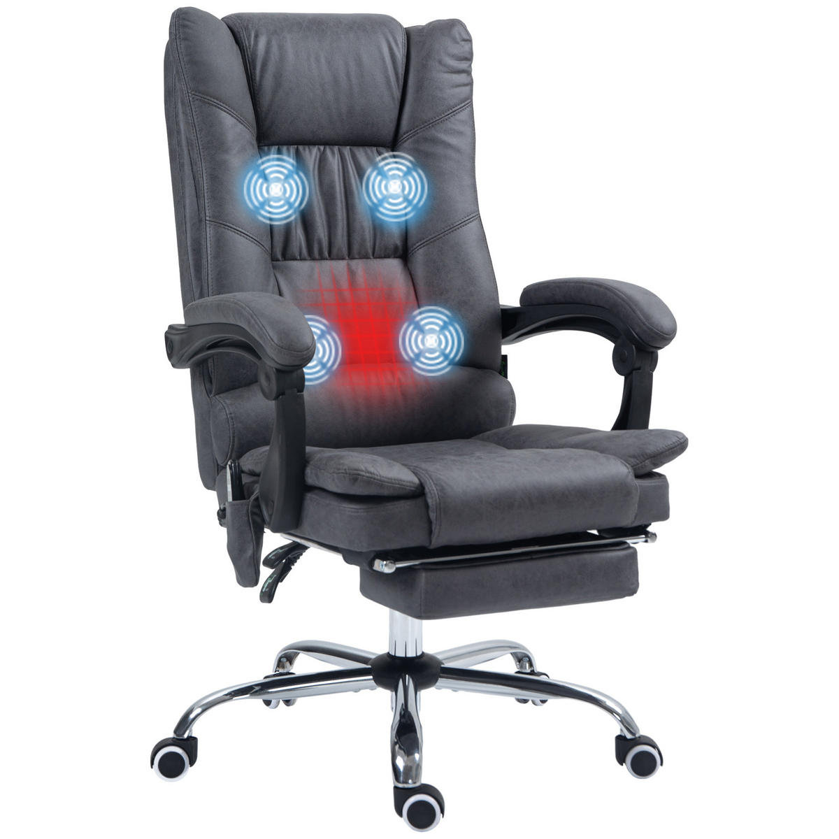 MASSAGE-BÜROSTUHL, Dunkelgrau - Dunkelgrau, Textil (70/118/64cm) - Vinsetto