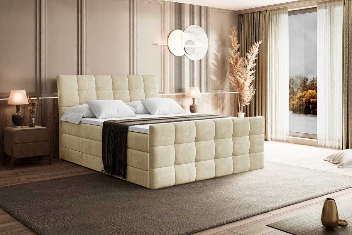 BOXSPRINGBETT BRUGO-Z KING - 140 x 200 - H3/H4 - Beige - Beige, Holzwerkstoff (140/200cm) - ALTDECOR