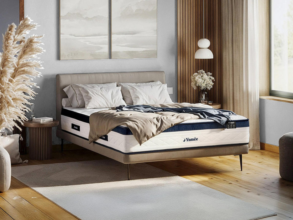 STANDARDMATRATZE - 2 Personen - stoff - weiß Korovou - Weiß, Textil (180/200cm) - Vente-Unique