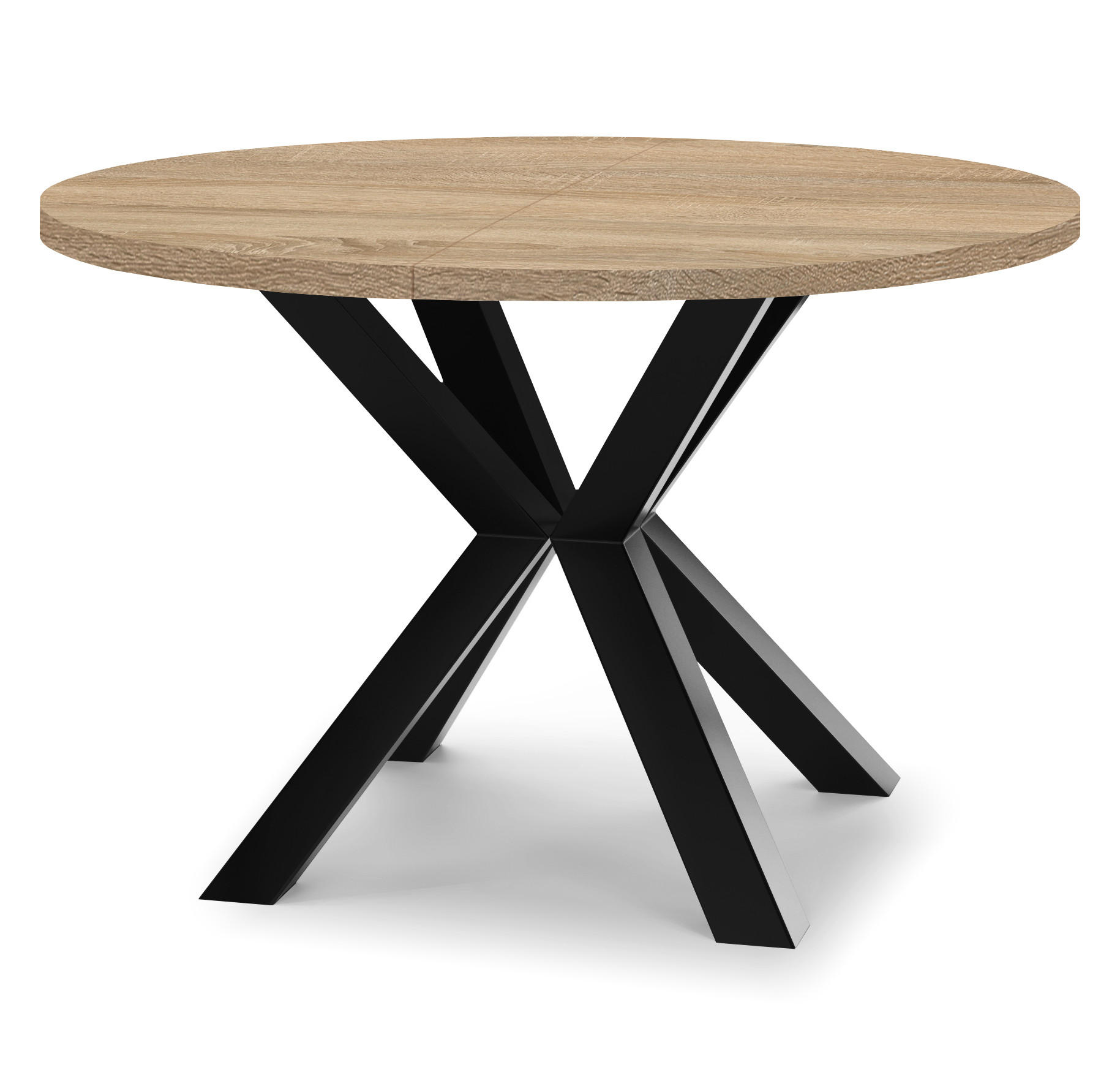 ESSTISCH RAL mit Holzbeinen, Durchmesser: 90 / 140 cm Eiche Sonoma / Schwarz - Schwarz/Sonoma Eiche, Holz (90/140/77cm) - Dekori_Interiors