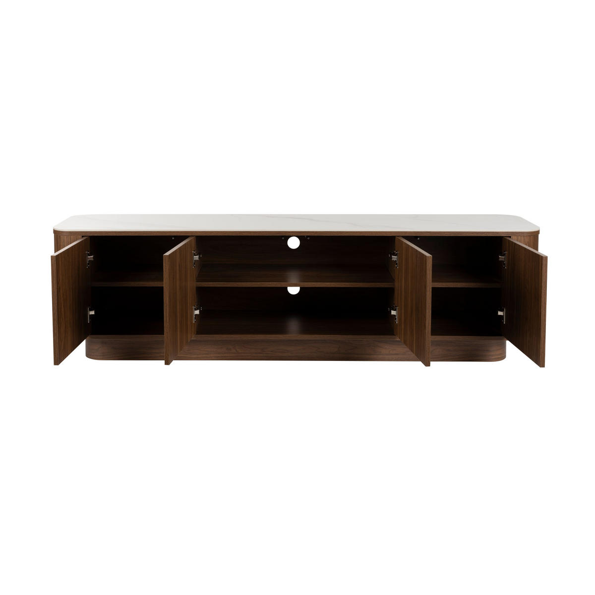 LOWBOARD Almira Niedrig 180 cm / Marmoroptik Walnussfarbe - Braun, Holzwerkstoff (180/50/40cm) - Housecraft Living