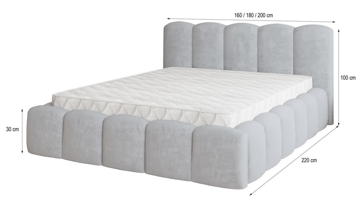 POLSTERBETT FALINA 180x200 cm mit Bettkästen - Grün - Grün, Holz (180/200cm) - MASSENO