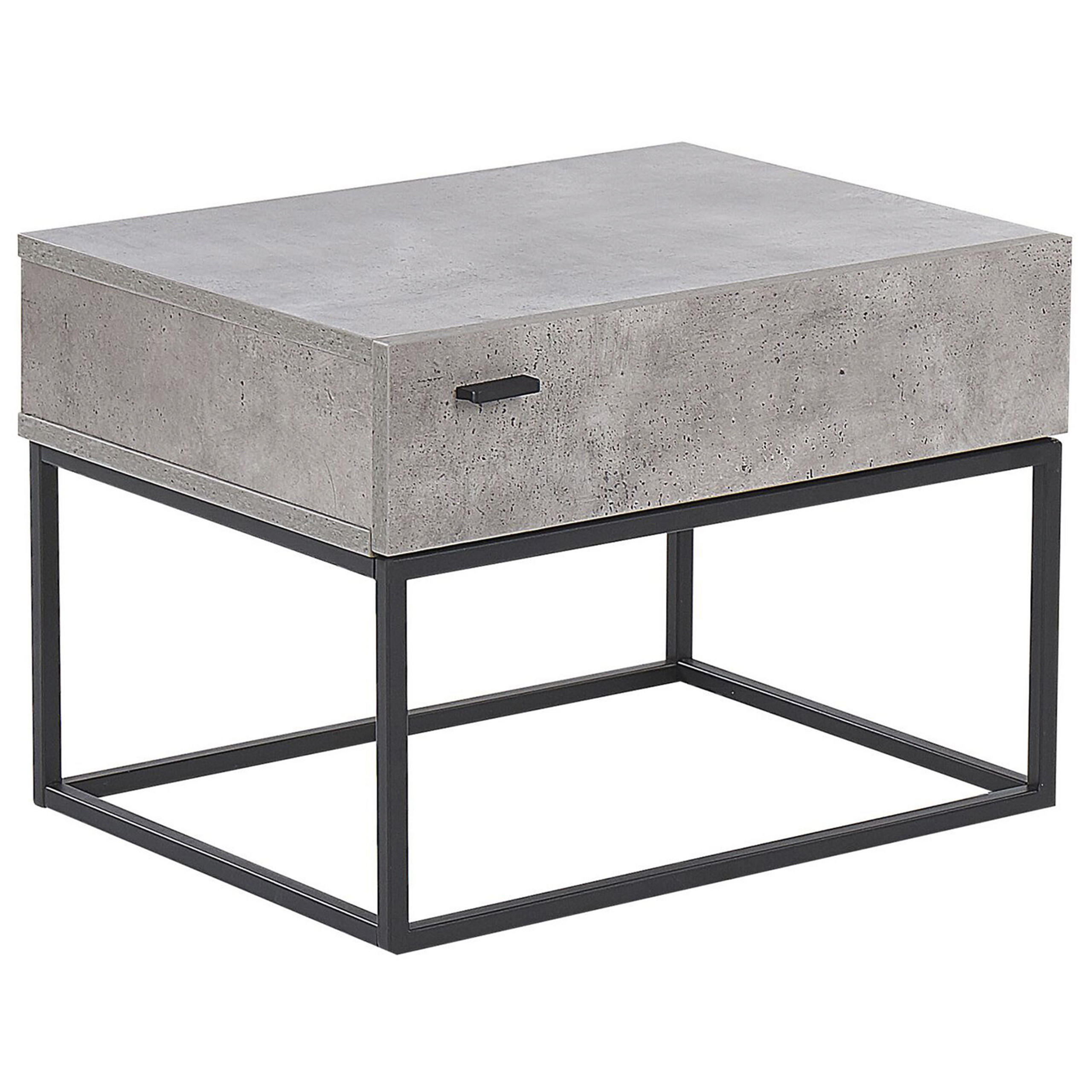 NACHTTISCH Betonoptik rechteckig 41/55 cm Cairo - Schwarz/Grau, Holzwerkstoff (55/39/41cm) - Beliani