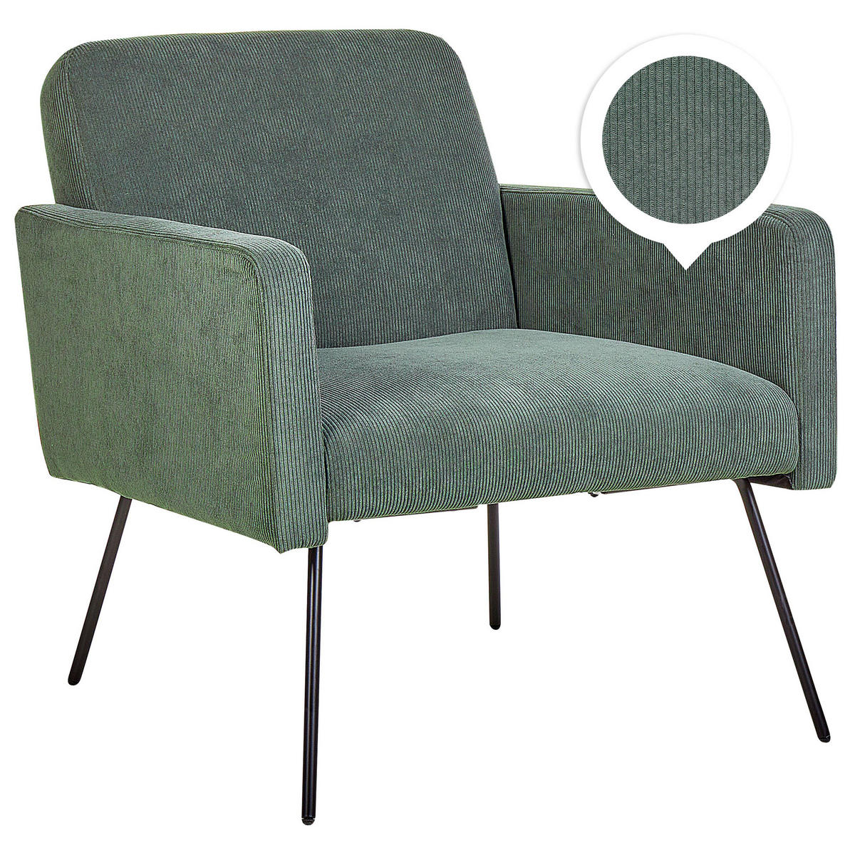 SESSEL Cord Grün Narken - Grün, Textil/Metall (72/77/76cm) - Beliani