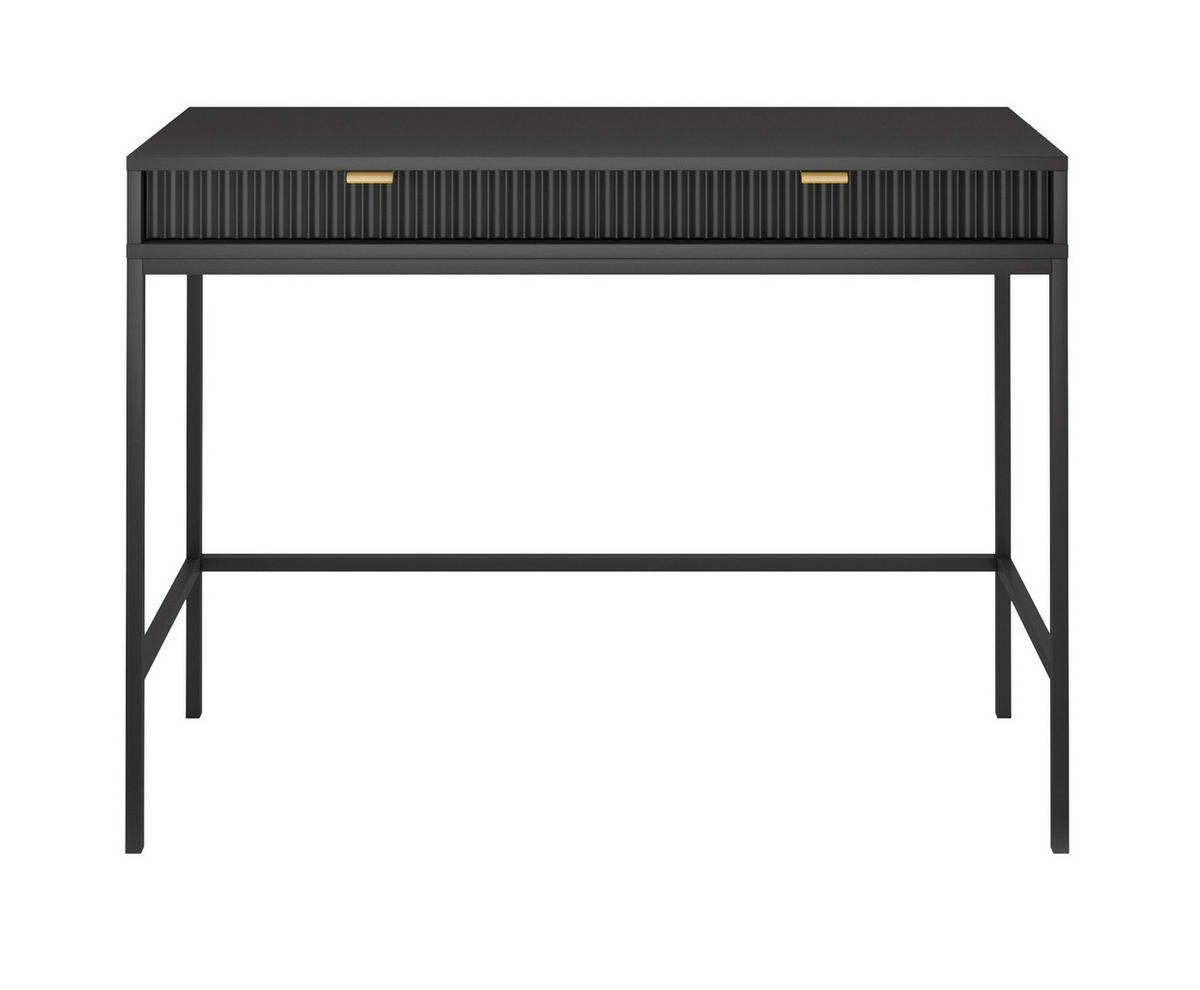 SCHMINKTISCH mit Schublade 104 cm Galla, Geriffelte Fronten, Schwarz - Schwarz, Holz (104/77/50cm) - Emporius