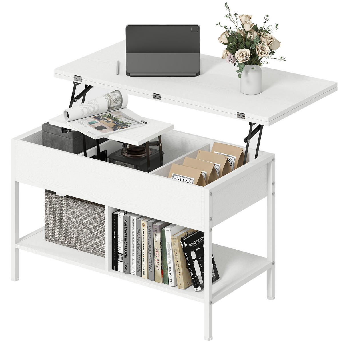 COUCHTISCH PANG-M4K7W2 Weiß - Weiß, Holzwerkstoff (98/49/55cm) - PANGIVO