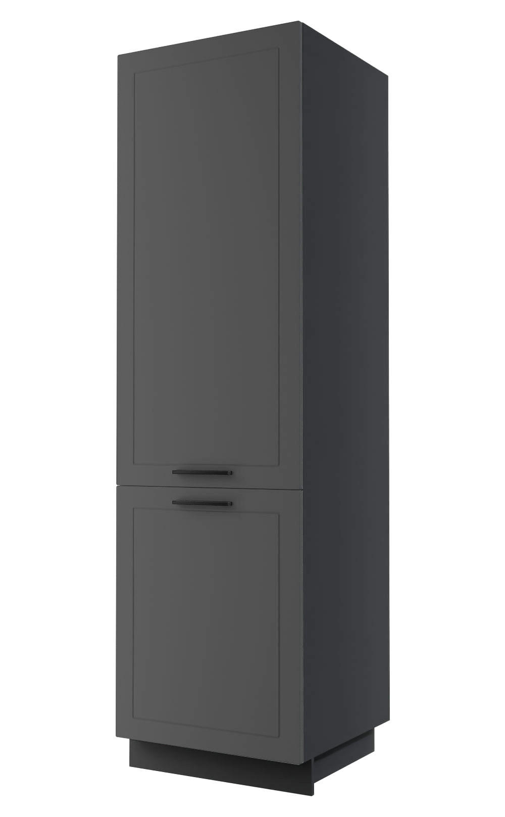 KÜHLSCHRANKUMBAU Kvantum D14/DL/60/207 Graphit Matt / Schwarz Matt 60 / 59 / 207cm - Schwarz/Graphitfarben, Holz/Holzwerkstoff (60/207/59cm) - Feldmann-Wohnen