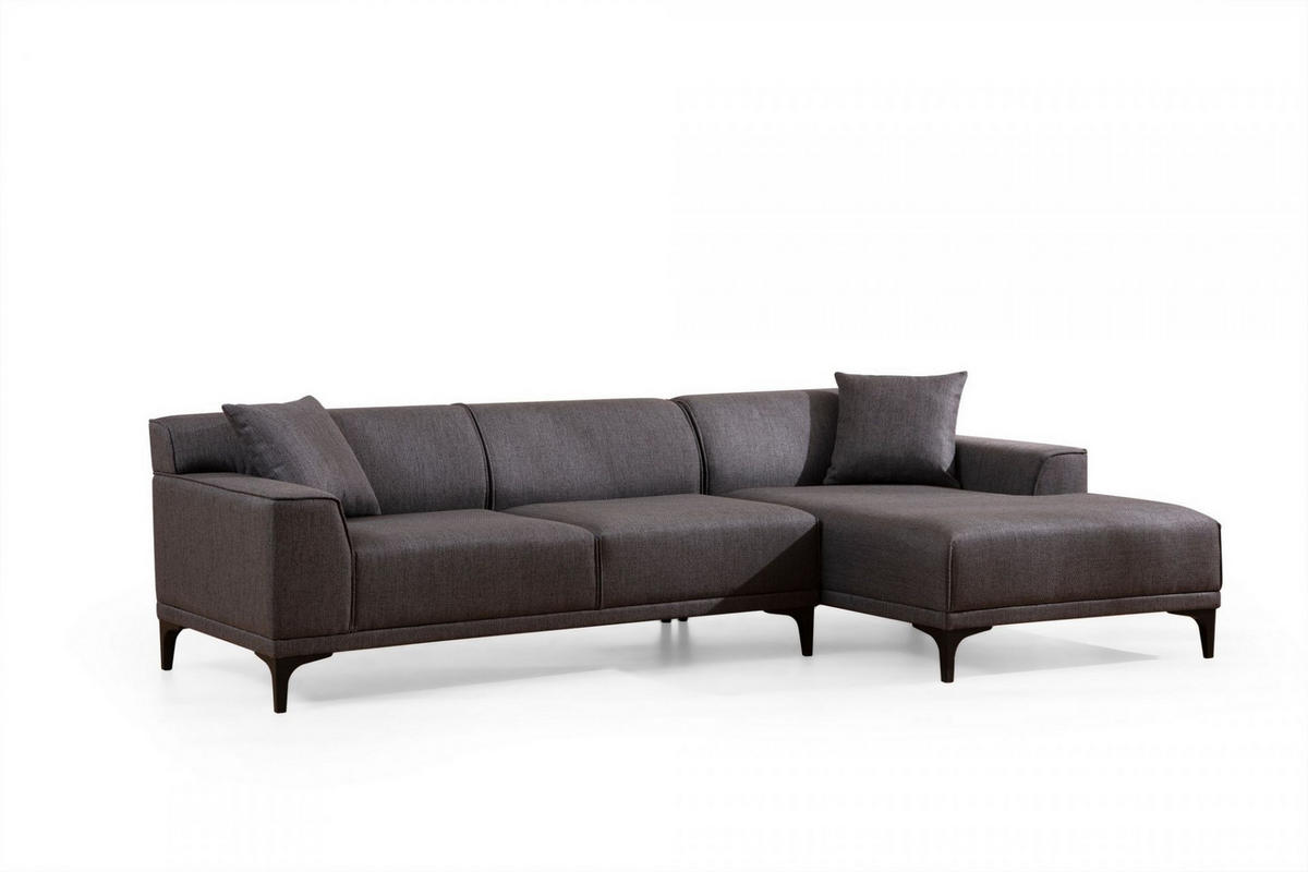 ECKSOFA modern inklusive Zierkissen - Anthrazit/Schwarz, Holz/Kunststoff (145/250cm) - myHomelando