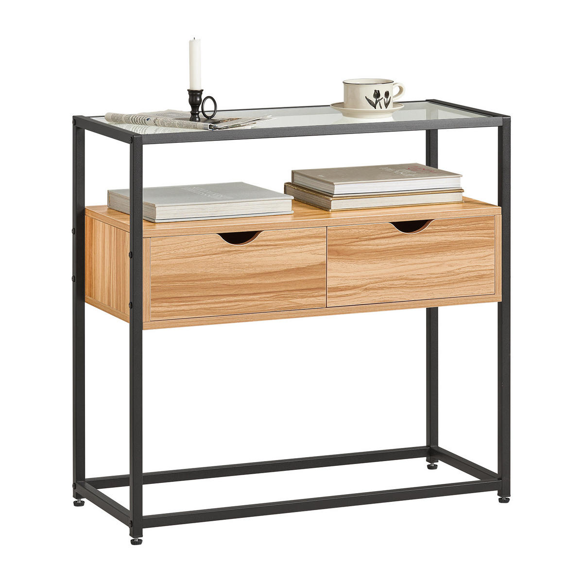 SIDEBOARD Natur - Naturfarben, Glas/Holzwerkstoff (81/78/35cm) - SoBuy