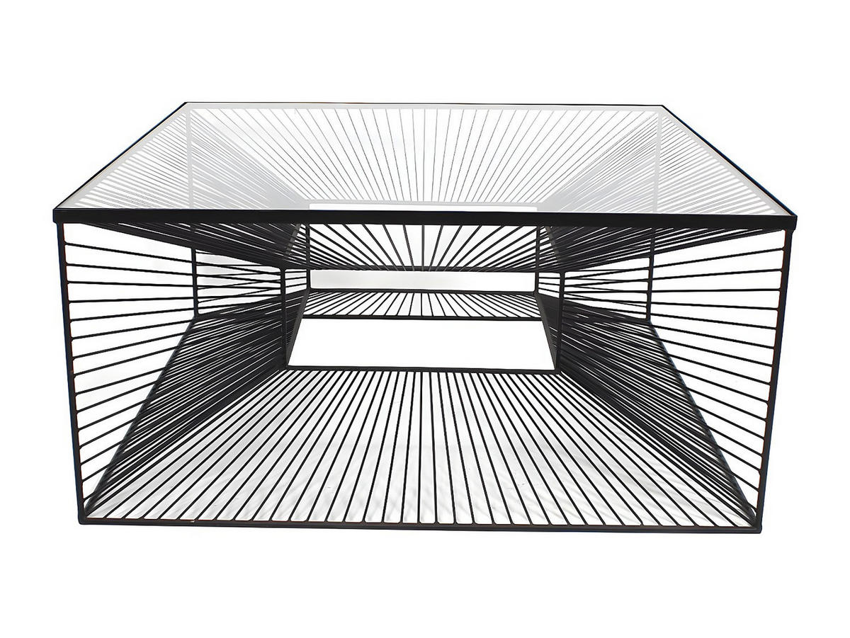 COUCHTISCH - Glas & Metall - Schwarz - CLARENCE - Transparent, Glas (80.5/80.5/38cm) - Vente-Unique