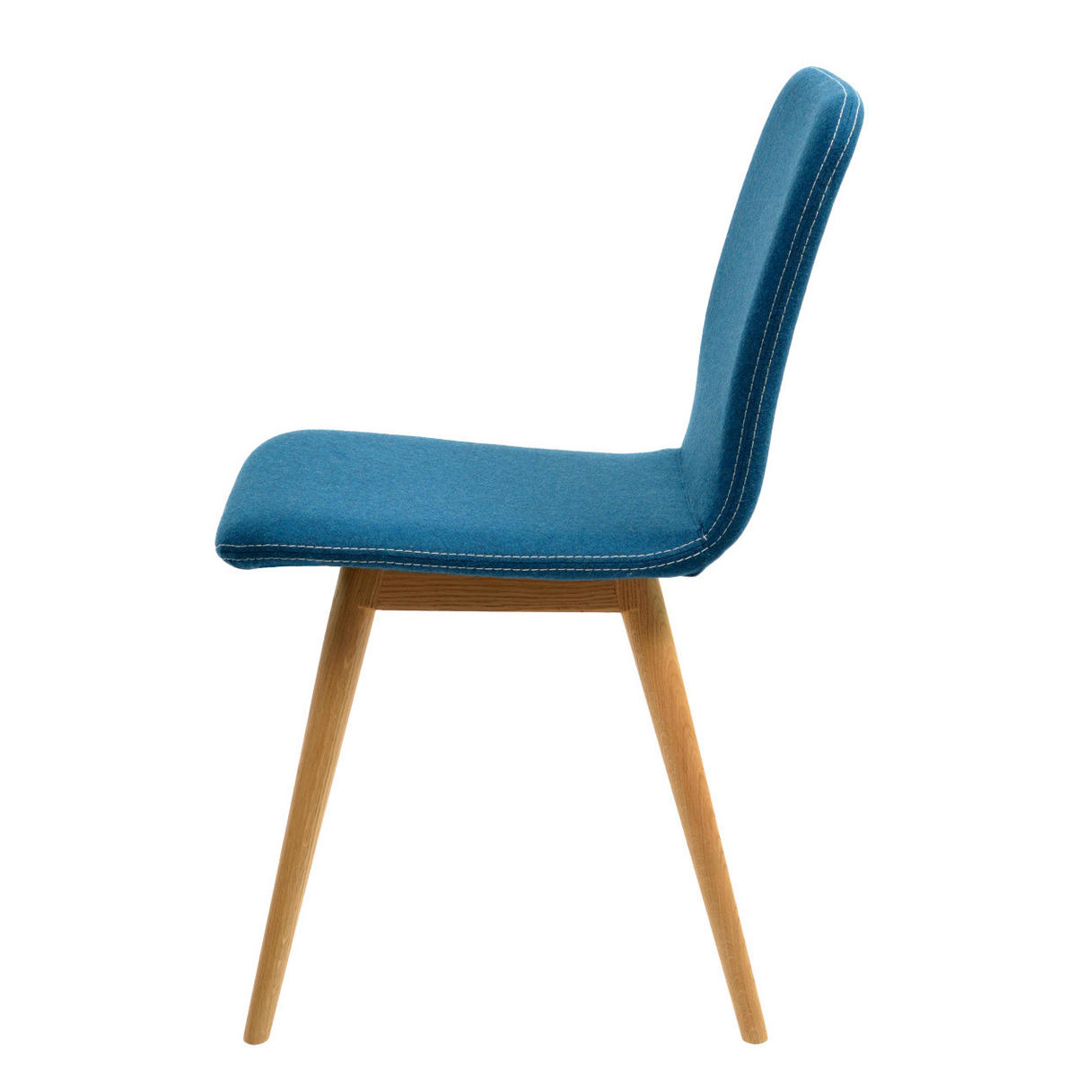 POLSTERSTUHL - Eiche massiv / Stoff, 2er-Set - Petrol, Textil (45/85/60cm) - home24