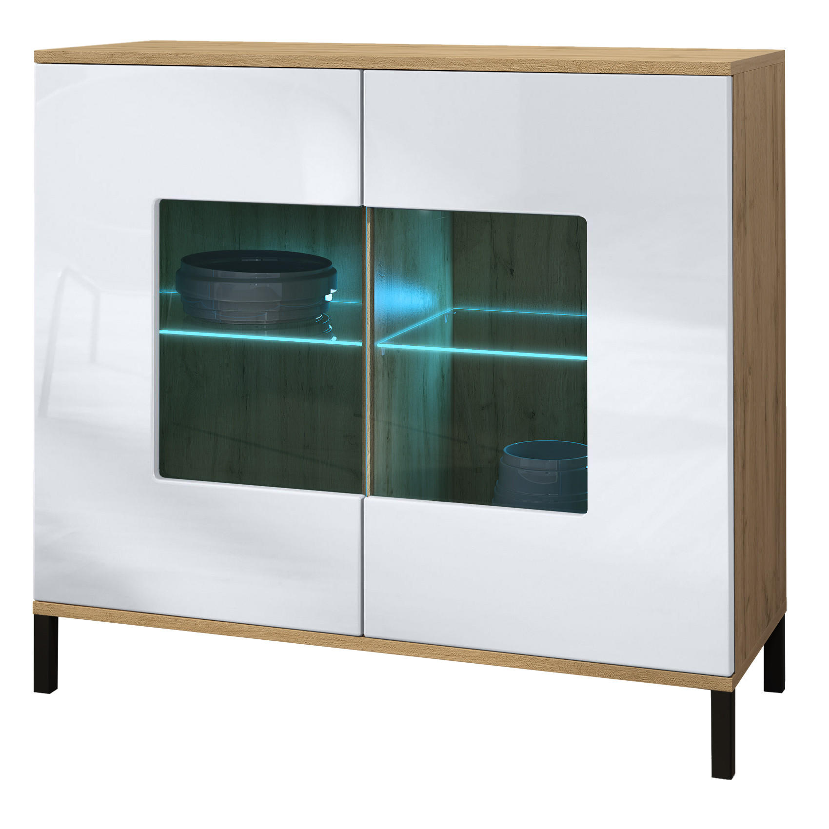 Vladon Kommode Weiß Hochglanz 92.5x83.5x35 cm