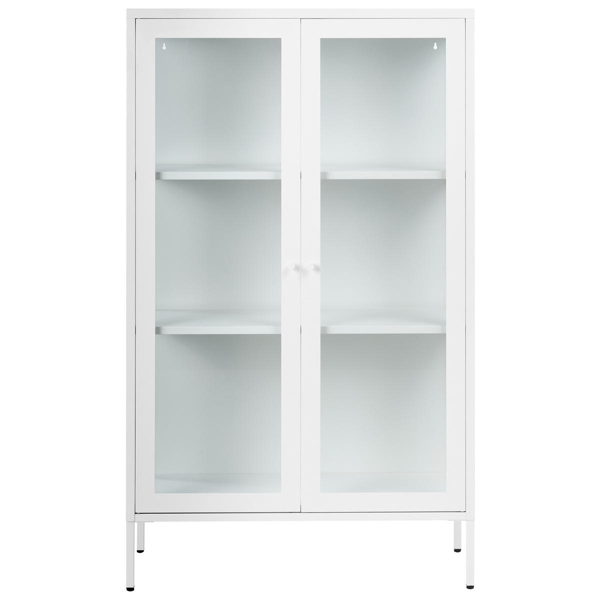 VITRÍNA se skleněnými dveřmi Kov 90 cm Bílá Nash - bílá, kov (90/150/35cm) - Beliani
