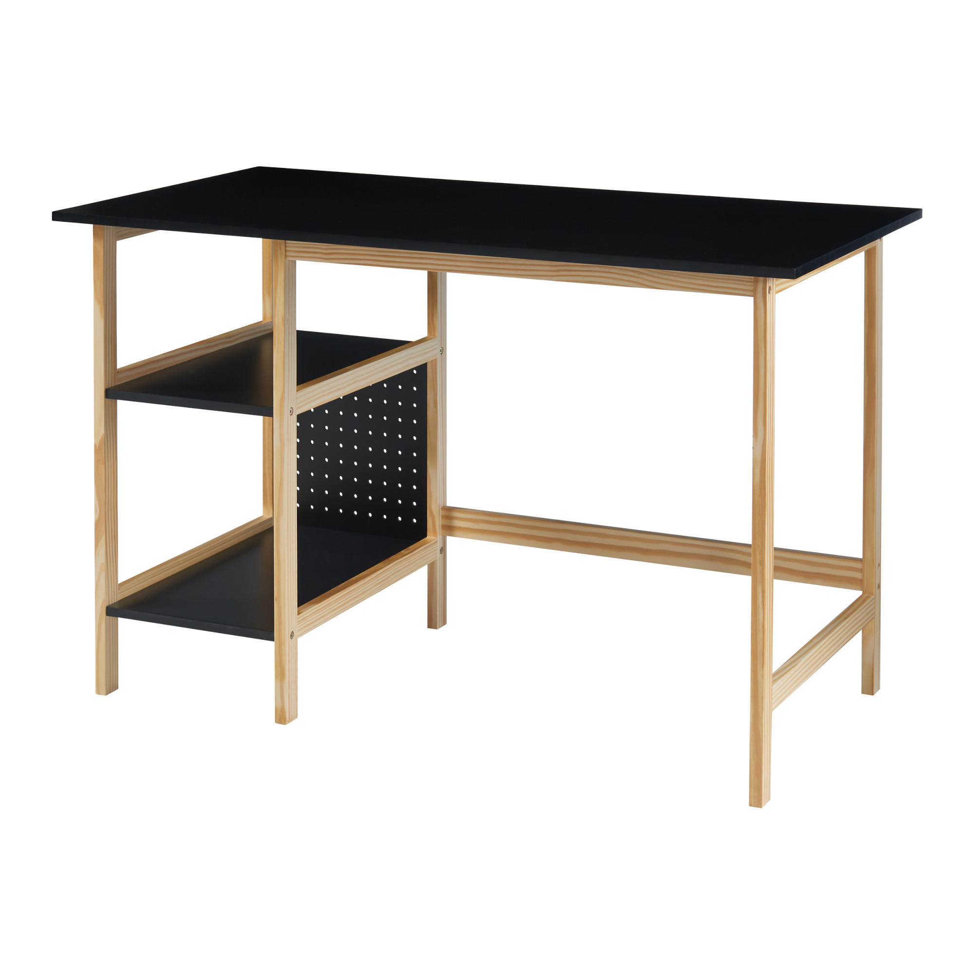 SCHREIBTISCH Dønna - Schwarz/Naturfarben, Holzwerkstoff (120/60/75cm) - [en.casa]