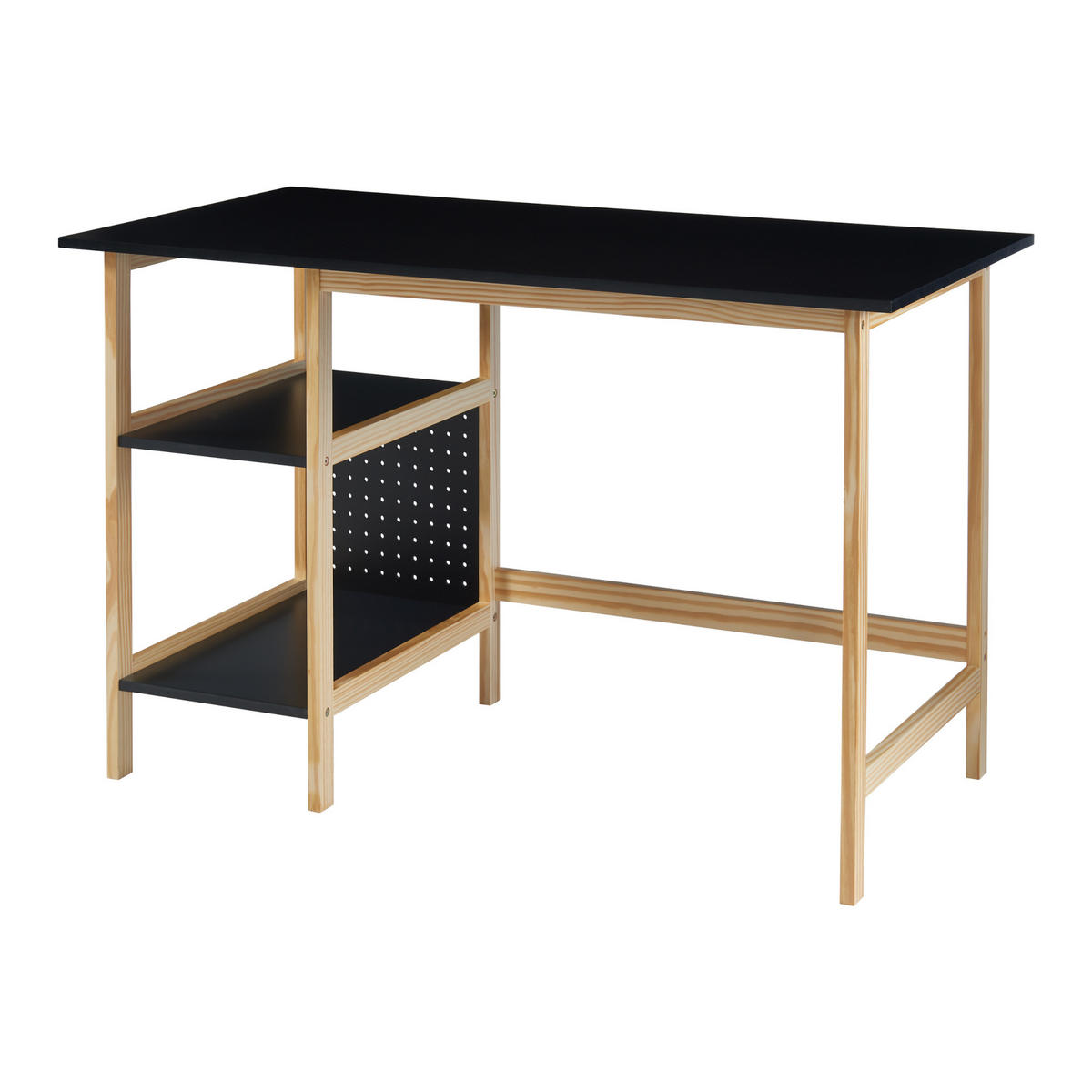 SCHREIBTISCH Dønna - Schwarz/Naturfarben, Holzwerkstoff (120/60/75cm) - [en.casa]