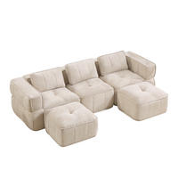 WOHNLANDSCHAFT DE-34428 U-Form mit 2 Hockern Beige - Beige, Textil (162/67/271cm) - ComfortXL