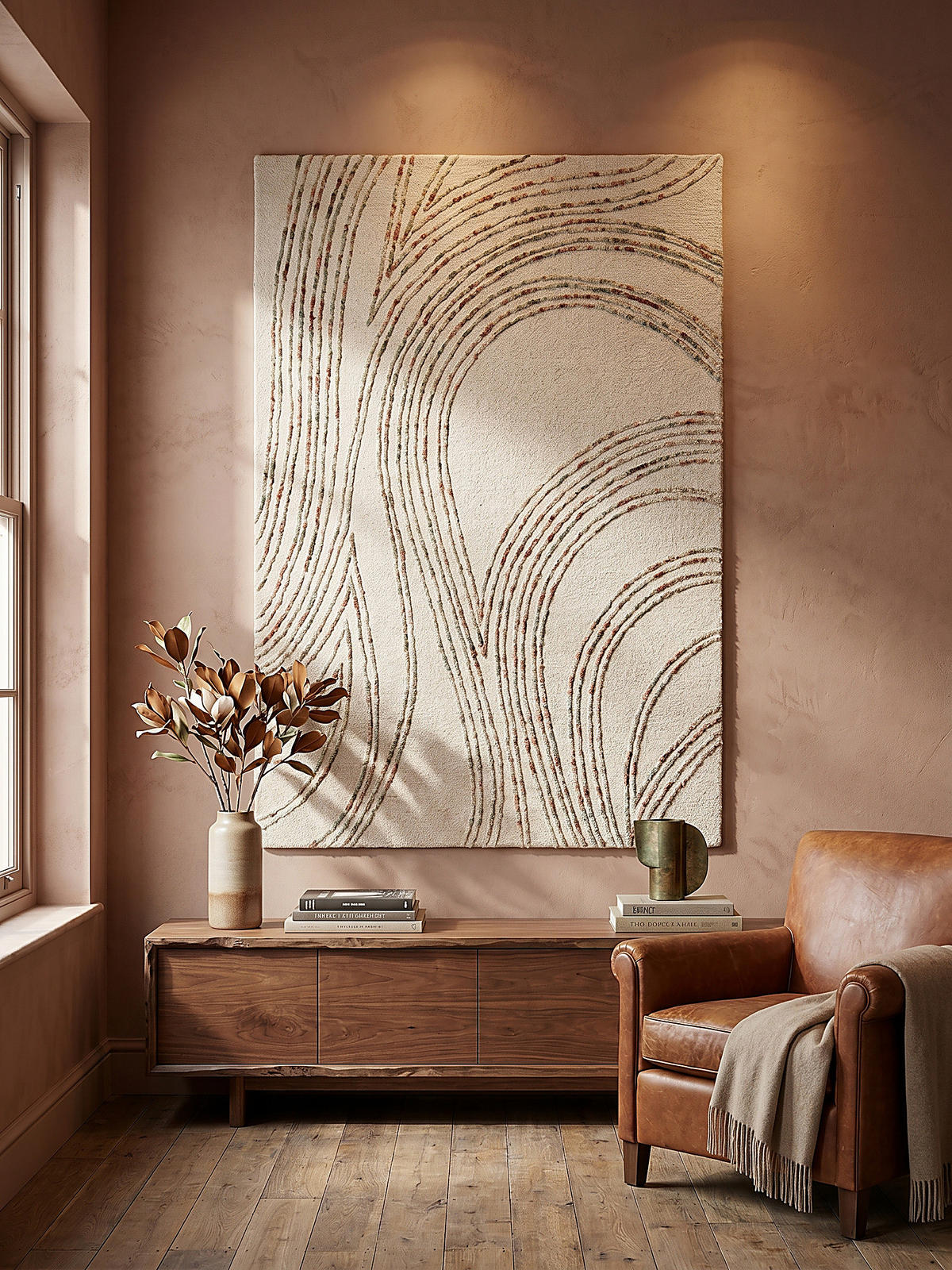 WOLLTEPPICH HUMBER, abstrakt, Natur-Orange, 80 x 150 cm - Naturfarben/Orange, Textil (150/80cm) - KADIMA DESIGN