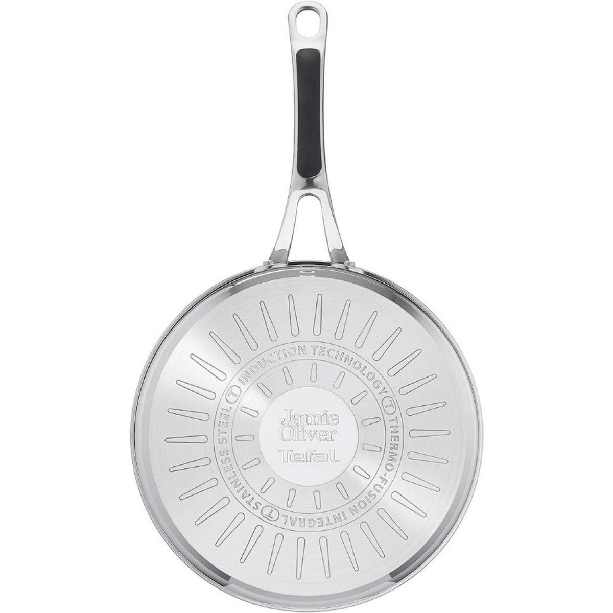 SCHMORPFANNE E3063234 Jamie Oliver Silber 24 cm Antihaft Induktion inkl. Metalldeckel - Silberfarben, Metall (24cm) - Tefal